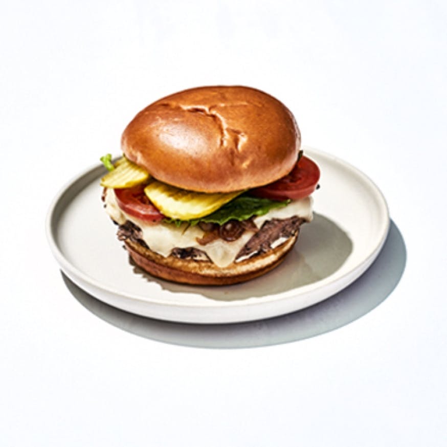 Order Ritz Burger - 1/2 lb. food online from Mellow Mushroom Pizza Bakers store, Denver on bringmethat.com