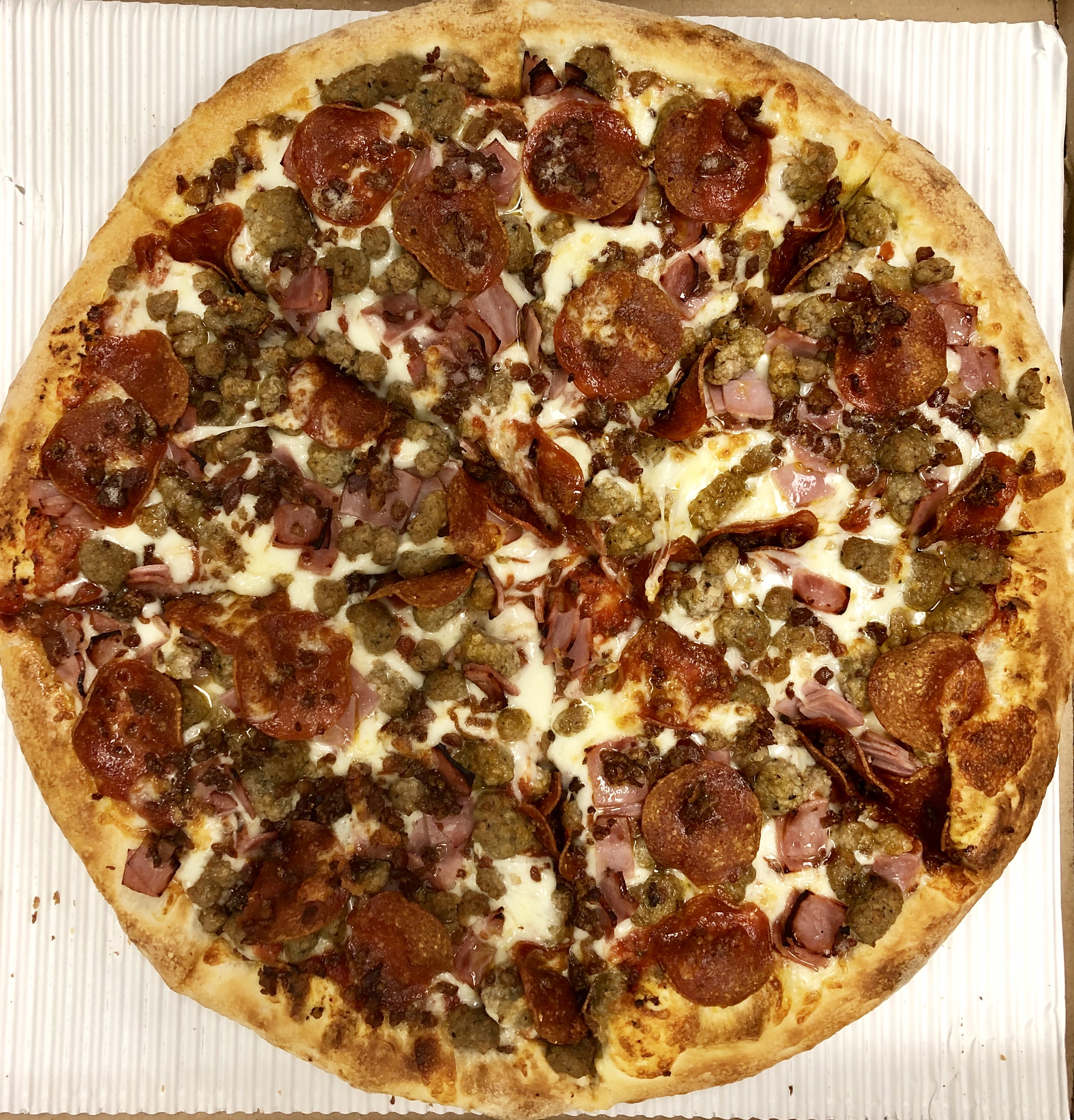 Order Meat Lover's Pizza food online from California Grill & Pizza store, Elkridge on bringmethat.com