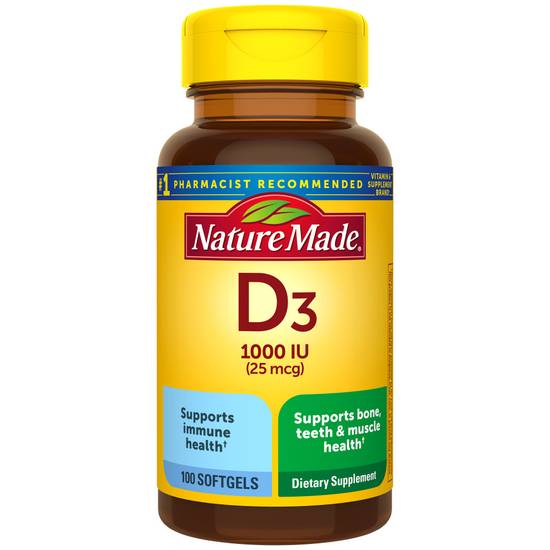 Order Nature Made Vitamin D3 Softgels 1000 IU (100 ct) food online from Rite Aid store, Palm Desert on bringmethat.com