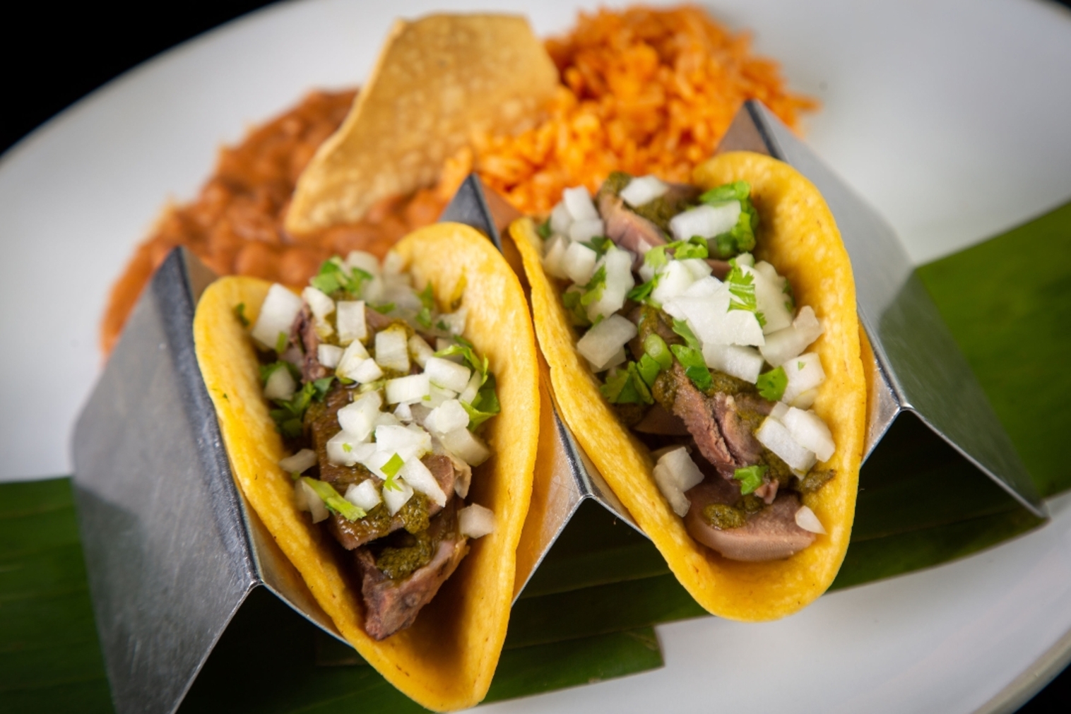 Order 2 Lengua Tacos food online from Hussongs Cantina store, Las Vegas on bringmethat.com