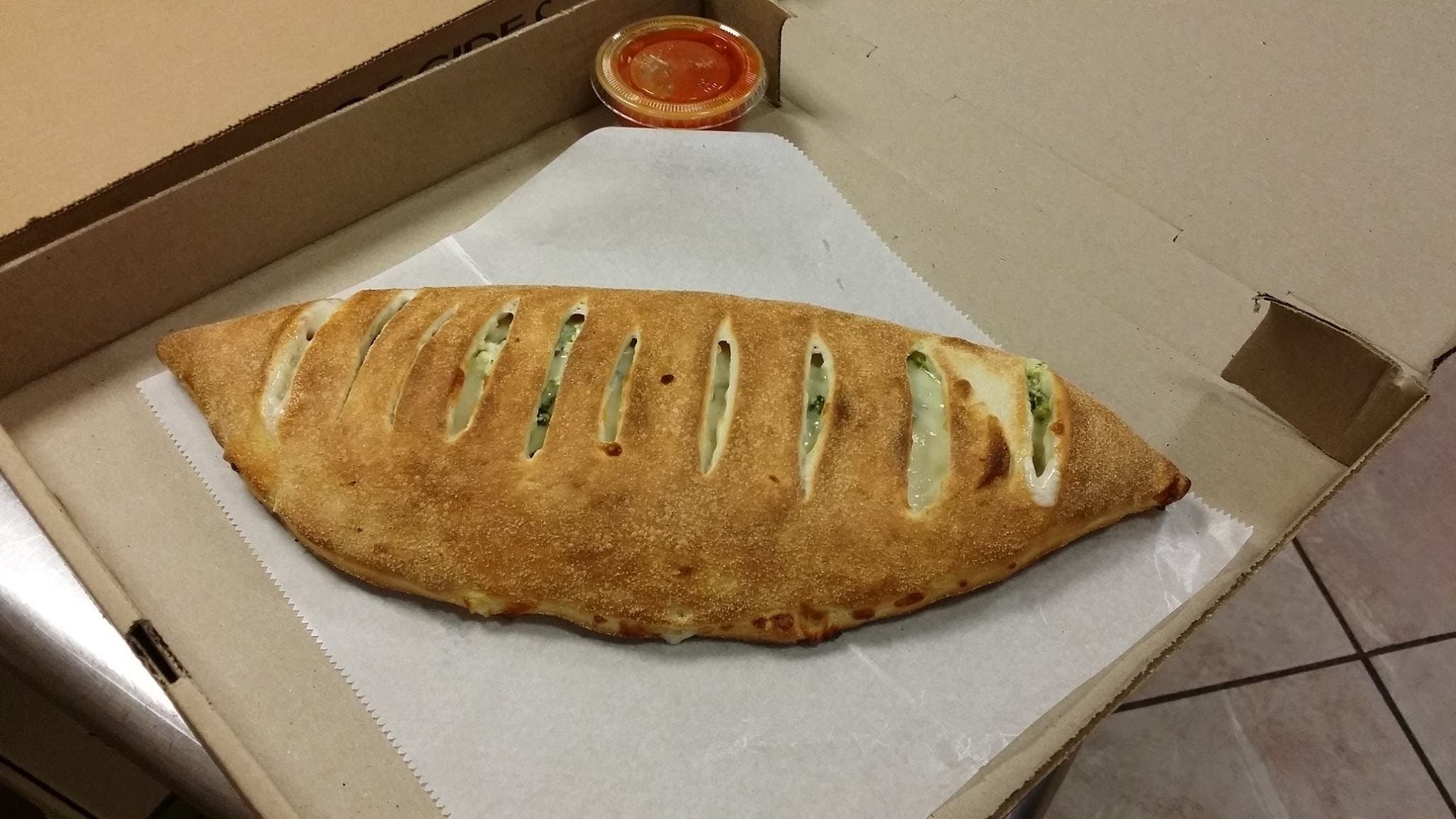 Order One Topping Calzone - Small 10'' food online from The Amantinos Restaurant store, Jamaica Plain on bringmethat.com