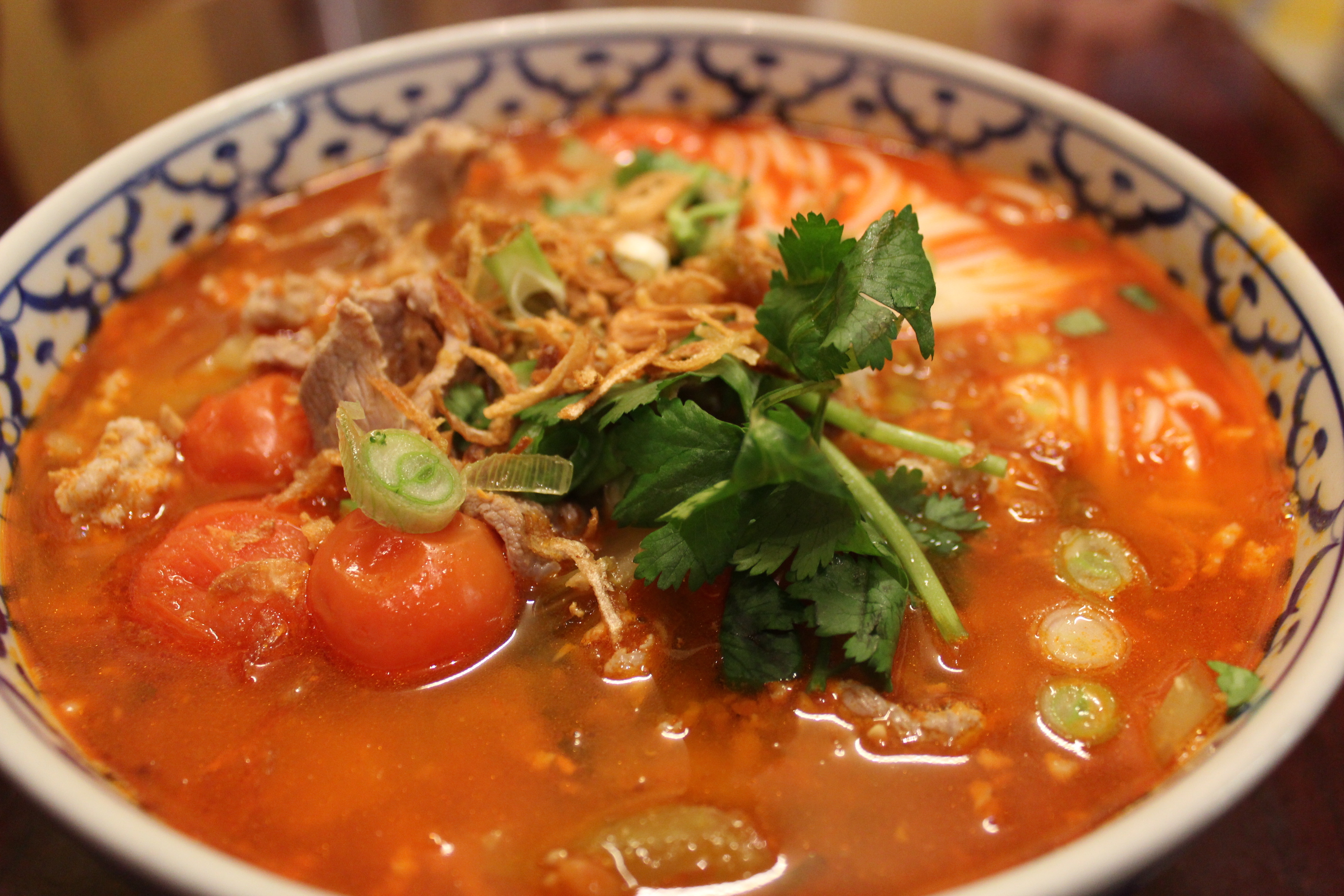 Order Khaknom Jin Nam Ngiao (Special Pork Tomato Soup) food online from Chai Thai Noodles store, Hayward on bringmethat.com