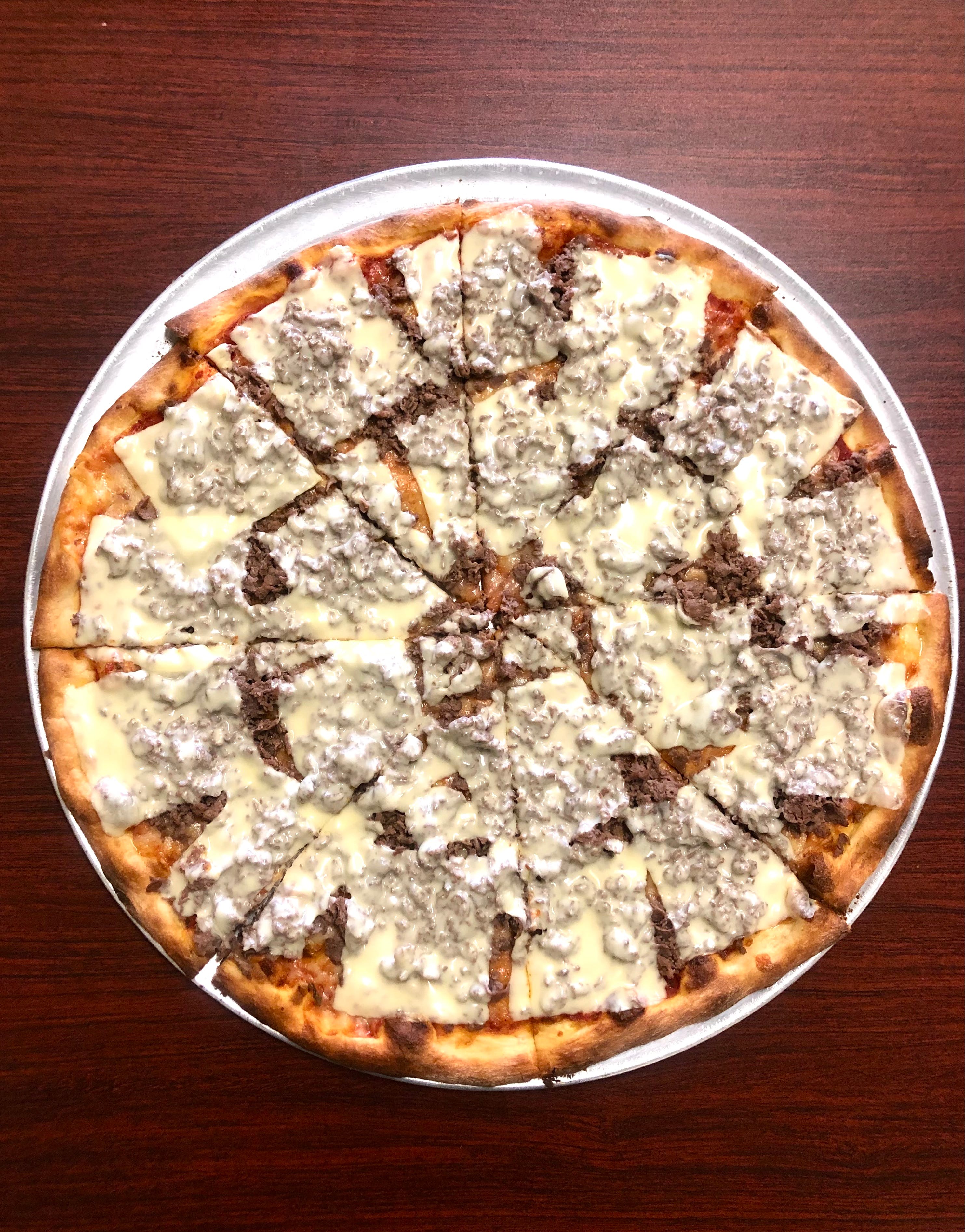 Order Philly Cheese Steak Pizza - Medium 14" food online from Pennsville Pizza store, Pennsville on bringmethat.com