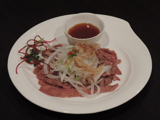 Order A3. Beef Tataki food online from Icho Izakaya Fusion Cuisine store, Temple City on bringmethat.com