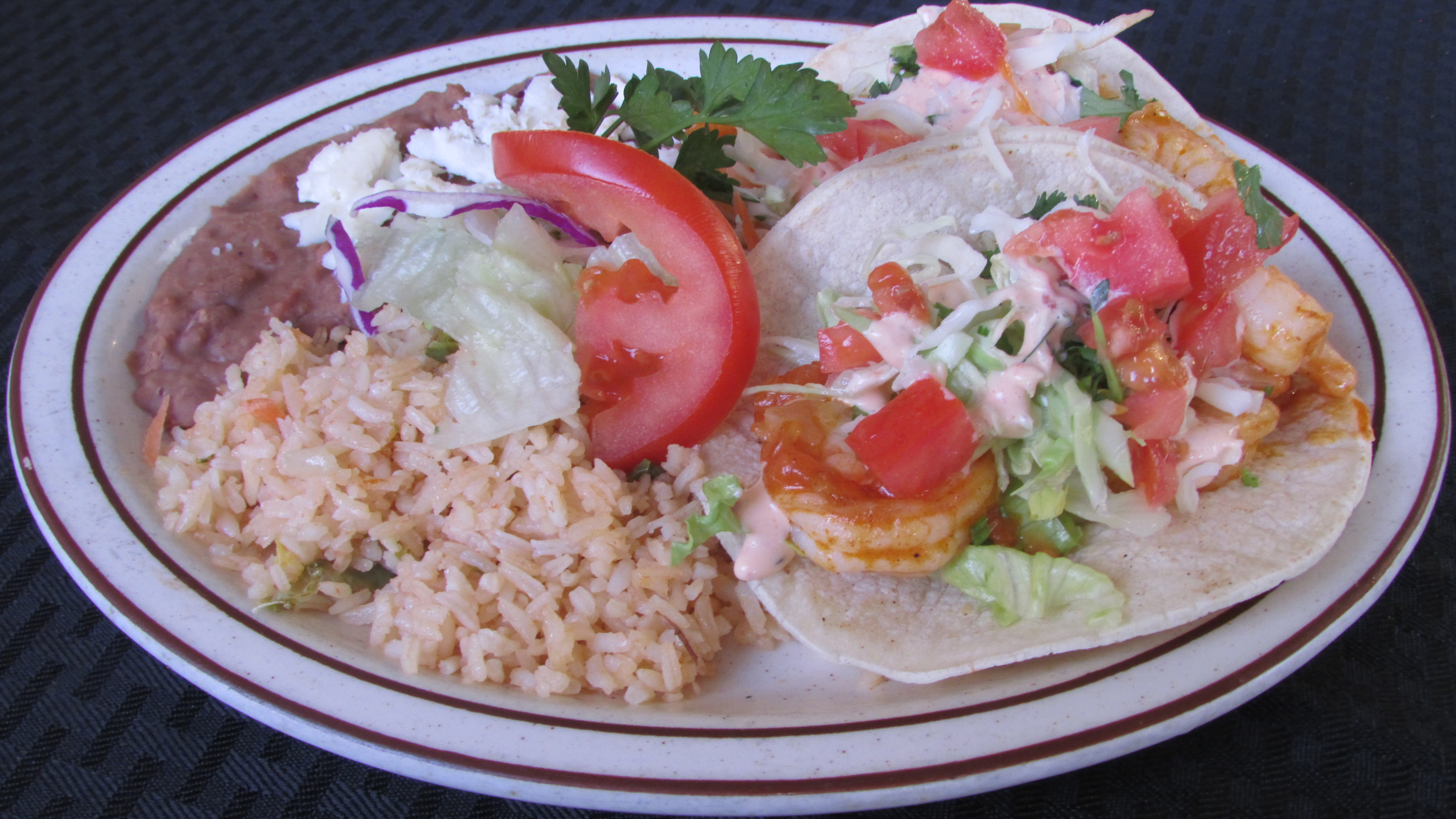 Order Shrimp Tacos food online from Tortillas Restaurant store, Cathedral City on bringmethat.com