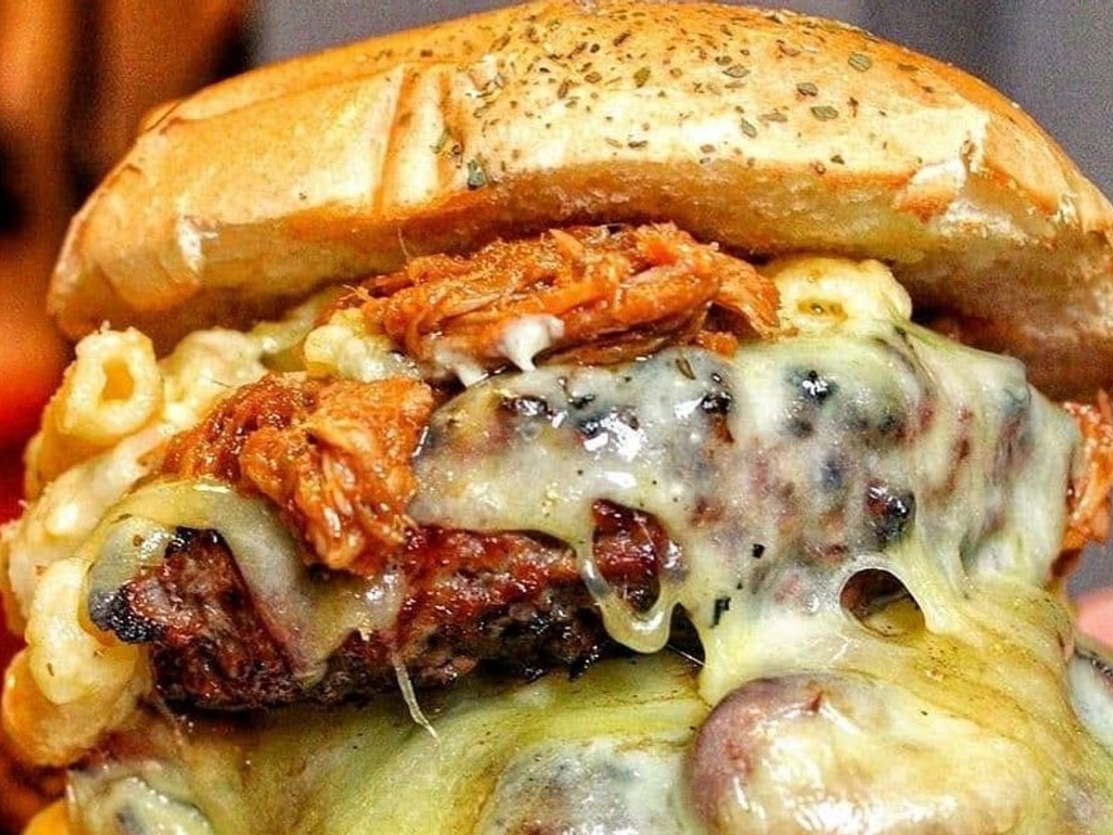 Order Two Cheesy Mac Burger food online from Burger Joint store, Denver on bringmethat.com