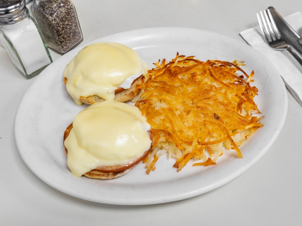 Order EGGS BENEDICT food online from Half Day Cafe store, Kentfield on bringmethat.com