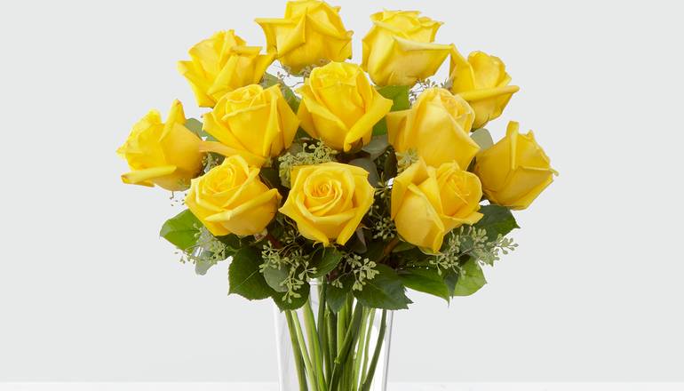 Order Dozen Yellow Rose Arrangement food online from Proflowers store, Anchorage on bringmethat.com