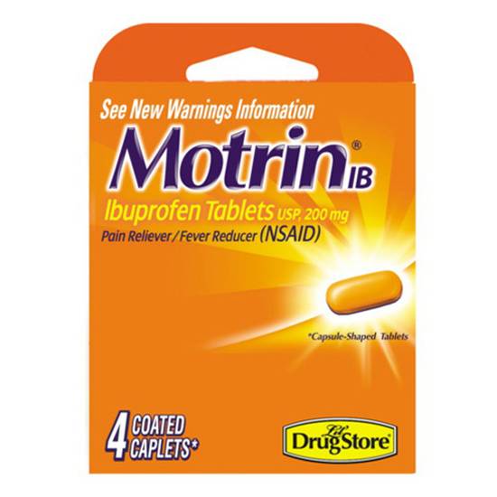 Order Motrin Ibuprofen Pain Reliever 4 Count food online from Deerings Market store, Traverse City on bringmethat.com