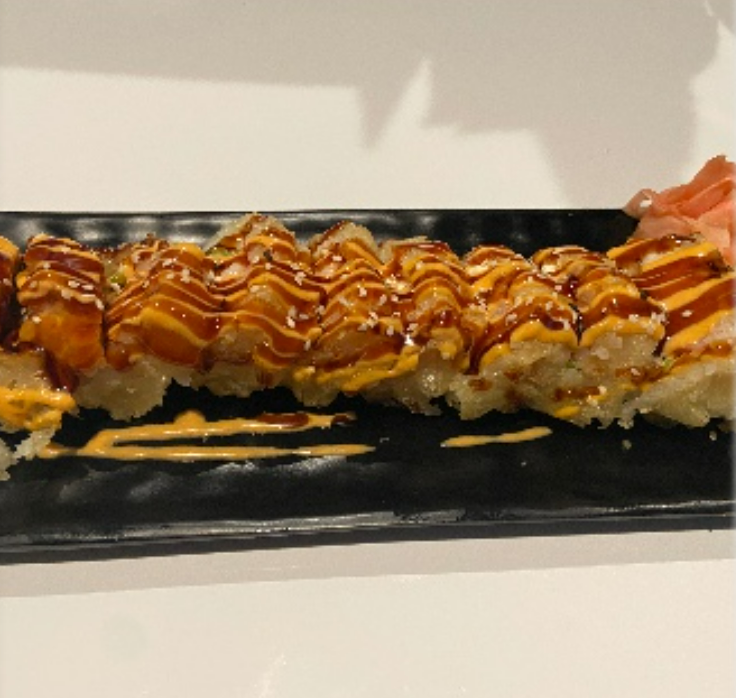 Order Tempura West Texas Roll food online from Wave Sushi store, Magnolia on bringmethat.com