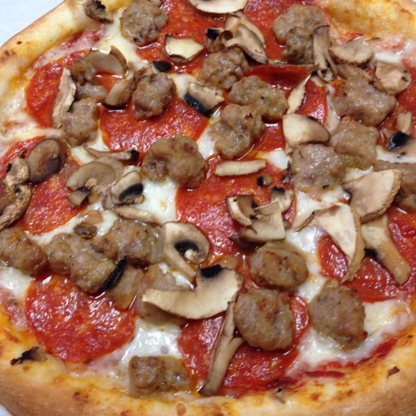Order Pepperoni, Mushrooms and Sausage Pizza food online from Ipizza store, Newark on bringmethat.com