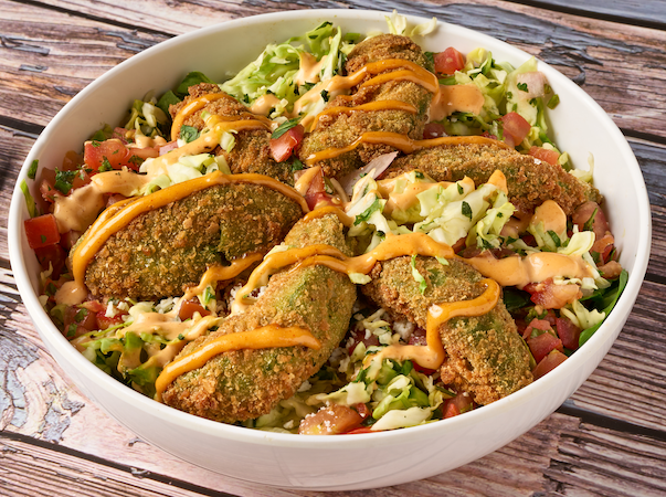 Order Panko Crusted Avocado Salad food online from Stacked & Folded store, Winnetka on bringmethat.com