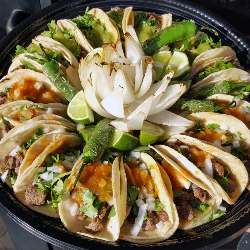 Order Party Pack (5 QuesoBirria Tacos, 5 Asada Tacos, 5 Chicken Tacos, 1 Asada Fries) food online from My Taco House store, Modesto on bringmethat.com