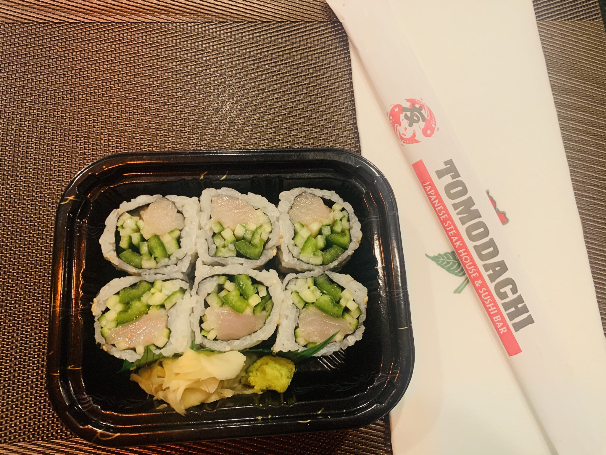 Order 6. Yellowtail Jalapeno Cucumber Roll food online from Tomodachi Japanese Steakhouse & Sushi Bar store, Royersford on bringmethat.com