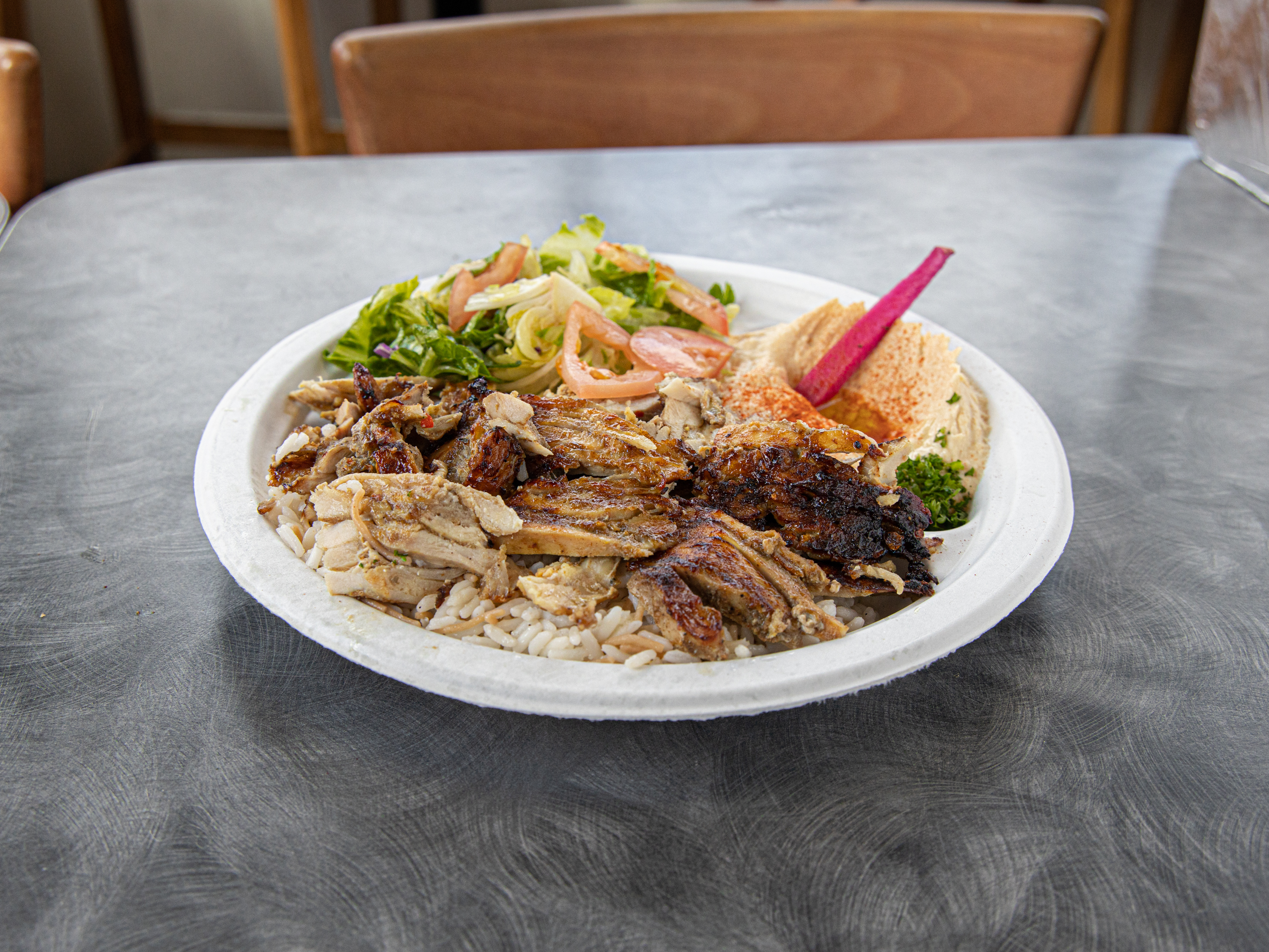 Order Chicken Shawarma Plate food online from Choupli Wood Fired Kabob store, Lansing on bringmethat.com