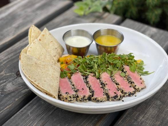 Order SESAME CRUSTED AHI TUNA TACOS food online from Gates Restaurant store, New Canaan on bringmethat.com
