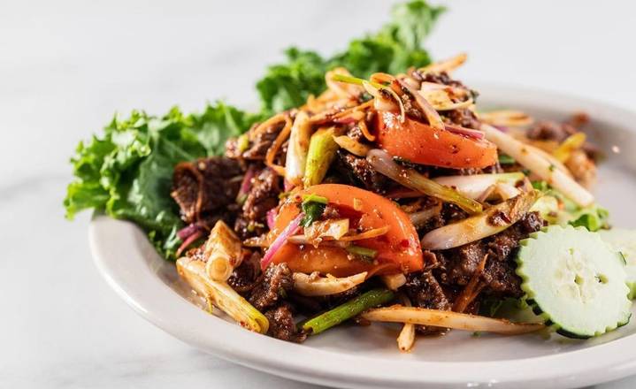 Order Spicy Beef Salad food online from Zato Thai Cuisine & Sushi Bar store, Dallas on bringmethat.com