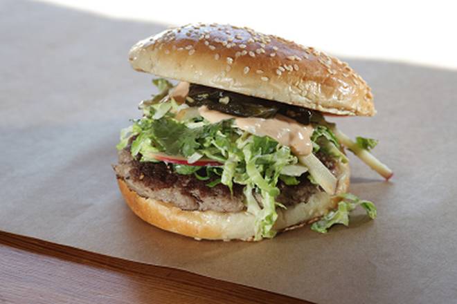 Order No. 3 - Pastured Pig Burger food online from Farm Burger store, Decatur on bringmethat.com