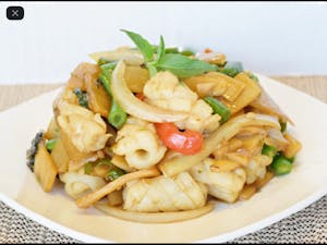 Order SEA1. Calamari Ka Prow food online from Teya Thai Restaurant store, Valley Village on bringmethat.com