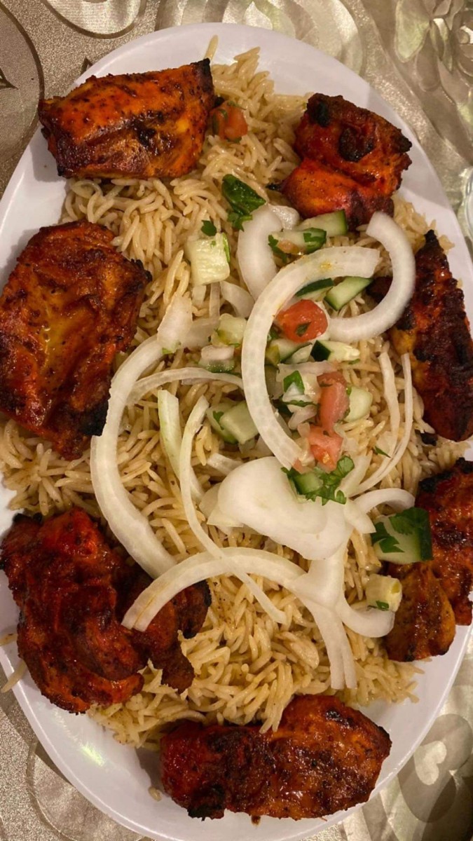 Order Tandoori Chicken Tikka BBQ With Rice food online from Alladeen Grill and BBQ store, Hilliard on bringmethat.com