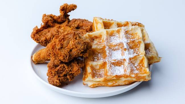 Order 2 Piece Fried Chicken & Waffles food online from Xingones store, Oakland on bringmethat.com