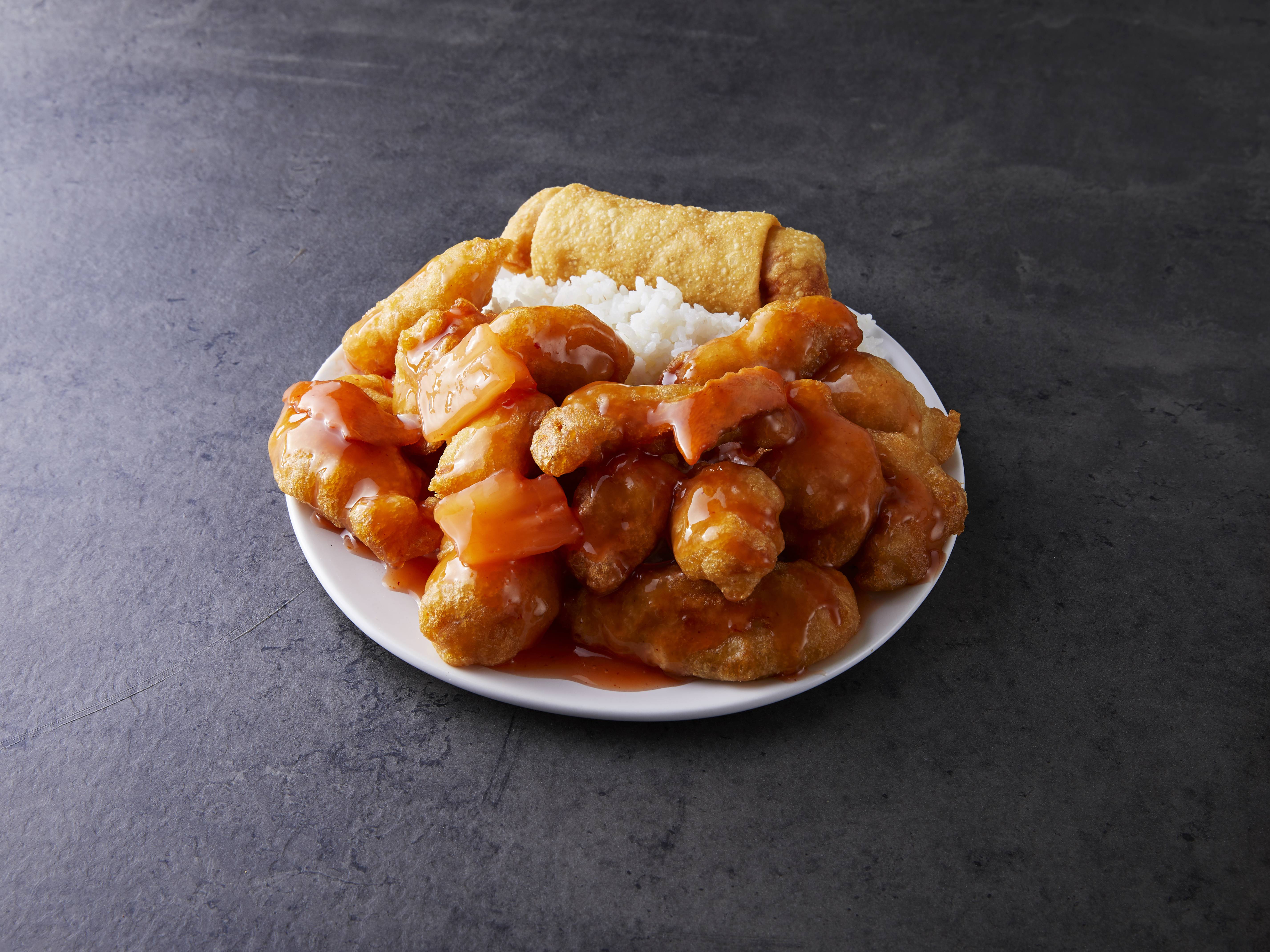 Order Sweet and Sour Chicken Dinner Combo food online from Chans Garden store, Ann Arbor on bringmethat.com