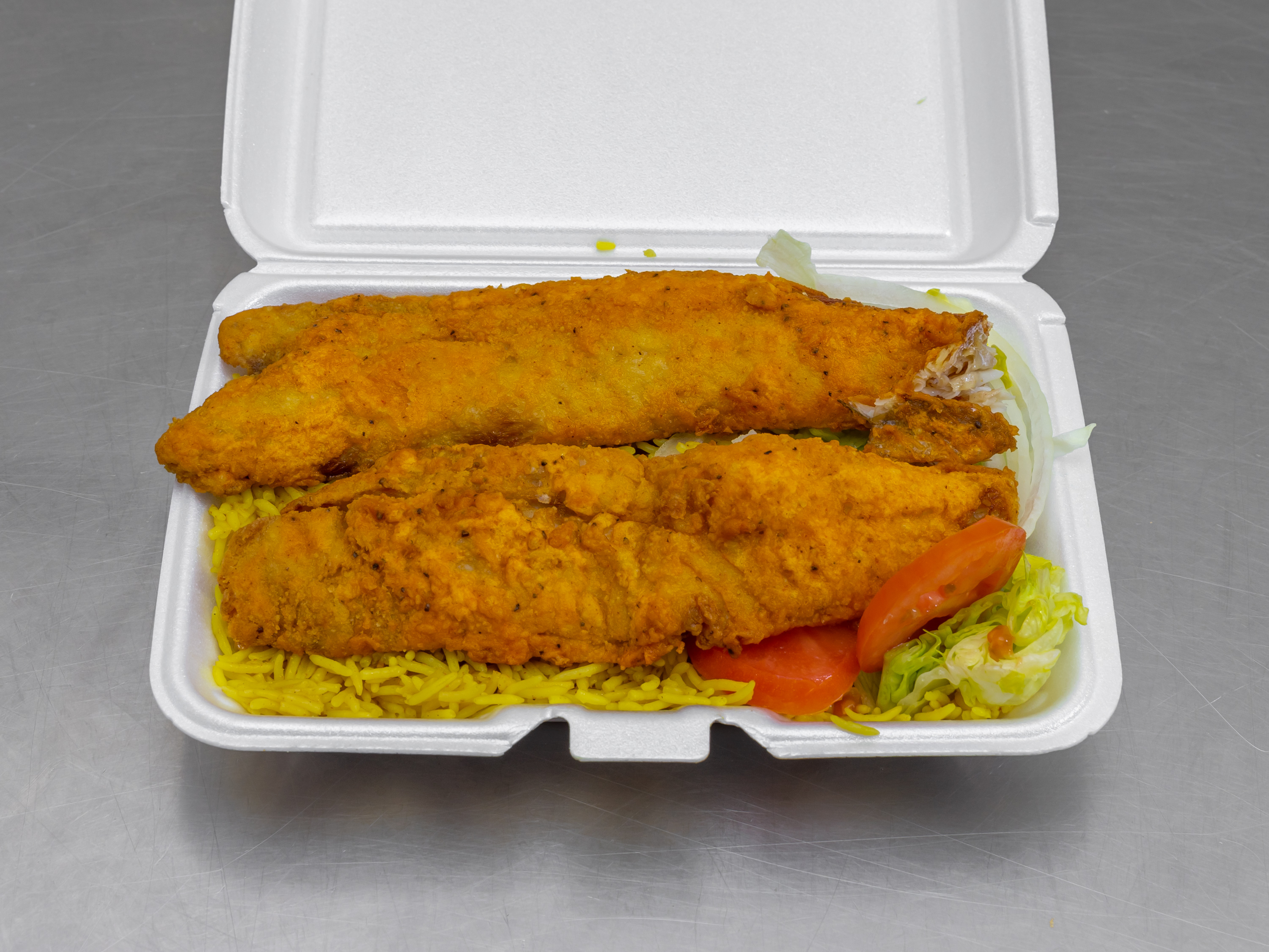 Order 2 Piece Whiting Fish Over Rice Platter food online from Kennedy Fried Chicken store, New Windsor on bringmethat.com