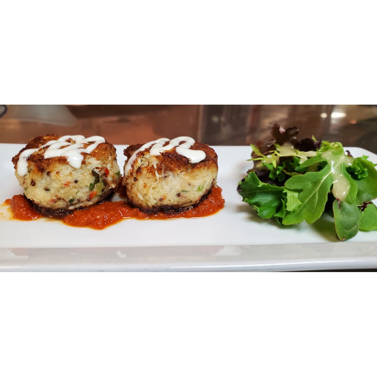 Order Crab Cakes food online from LG's Prime Steakhouse store, La Quinta on bringmethat.com