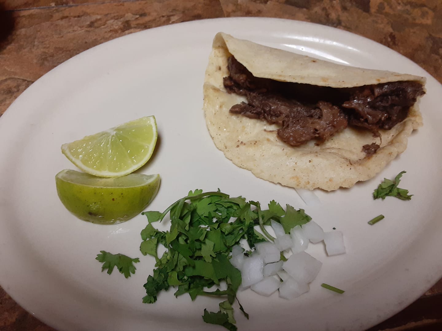 Order Barbacoa Lunch Taco food online from Anthony Tex-Mex To-Go store, San Antonio on bringmethat.com