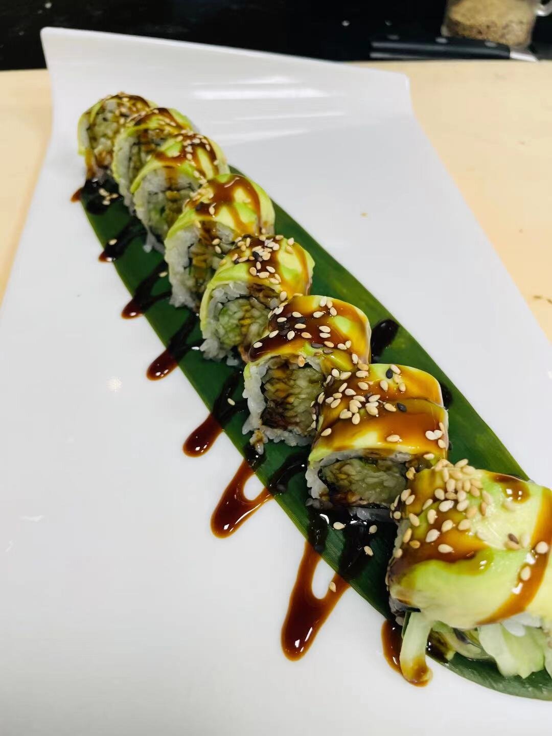 Order S24. Caterpillar Roll food online from Asian Cuisine & Sushi Bar store, Salt Lake City on bringmethat.com