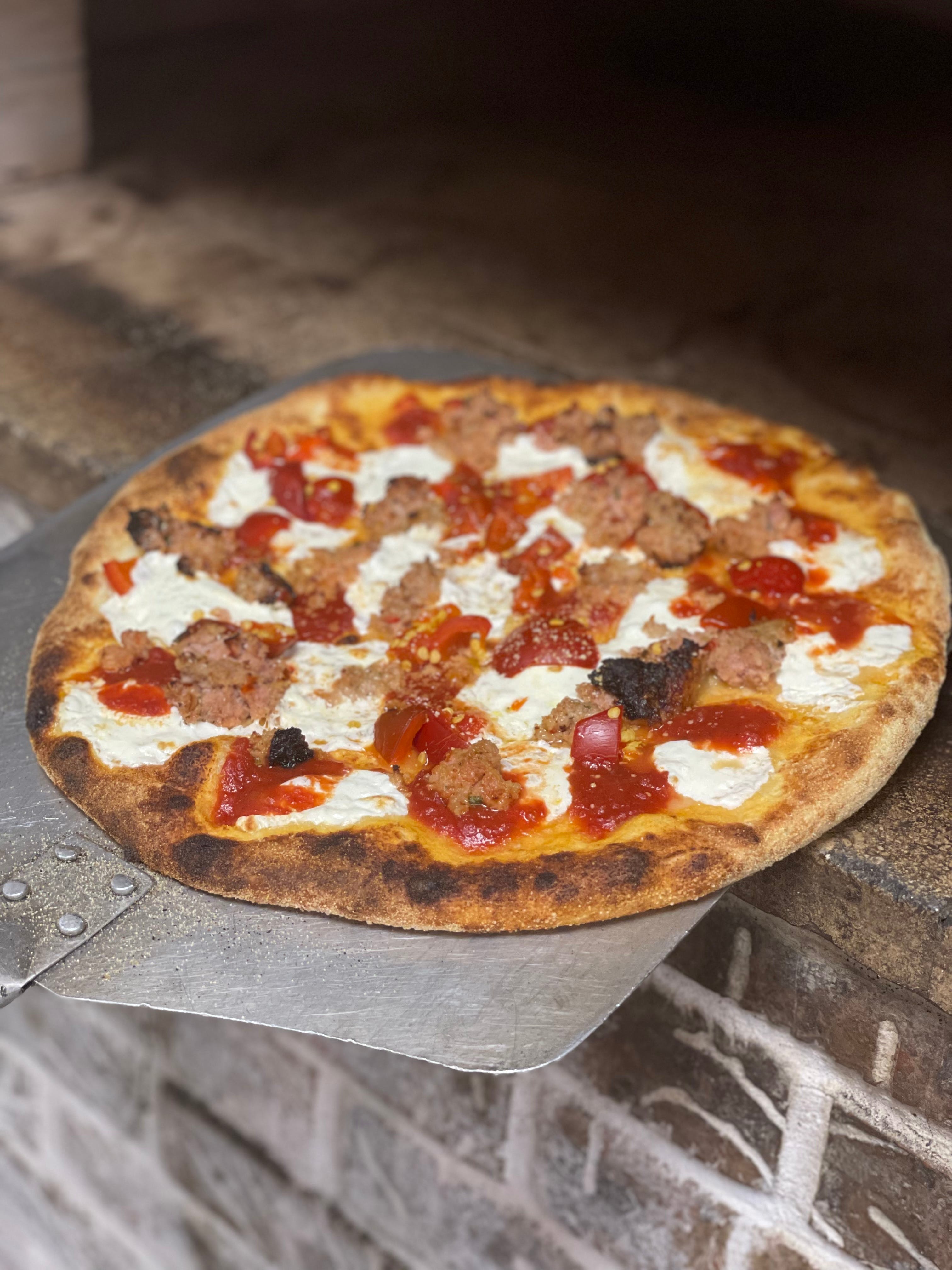 Order Spicy Meatball Pizza - 12" food online from Rocco Of Roc Beach store, Rockaway Park on bringmethat.com