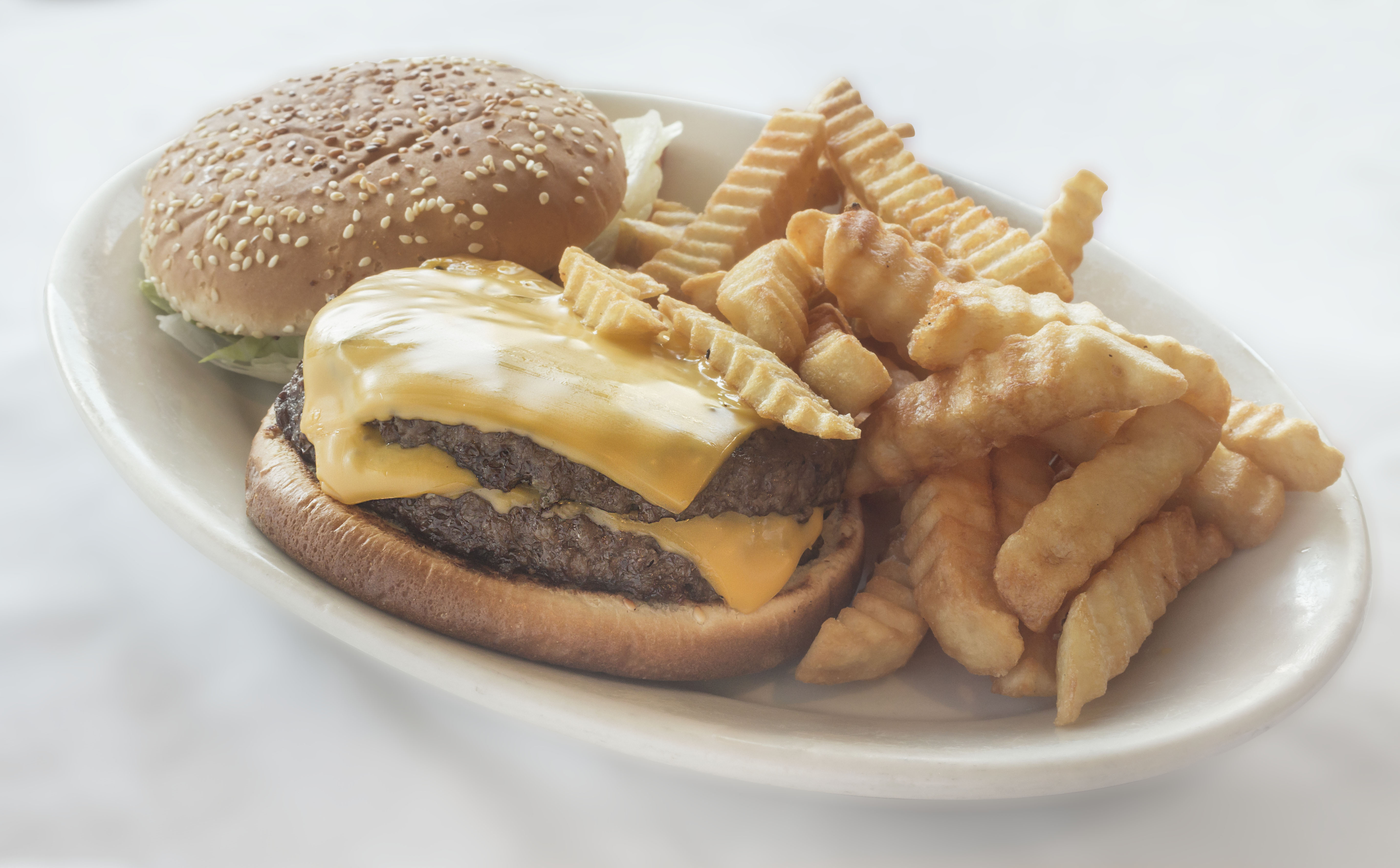 Order Double Cheeseburger Deluxe food online from Golden Apple Restaurant store, Chicago on bringmethat.com
