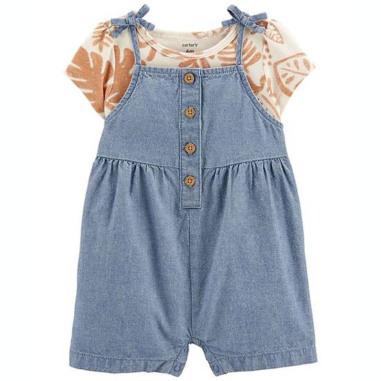 Order carter's® Size 3M 2-Piece Tropical Tee and Shortall Set in Denim food online from Bed Bath & Beyond store, Lancaster on bringmethat.com
