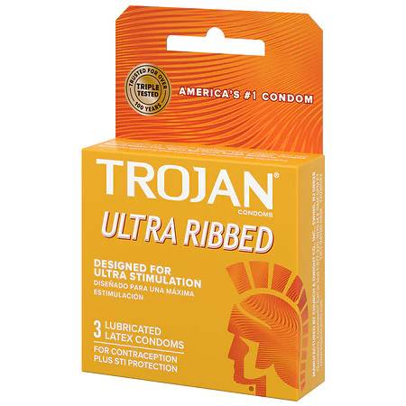 Order Trojan Stimulations Ultra Ribbed Lubricated Condom food online from Exxon Food Mart store, Port Huron on bringmethat.com