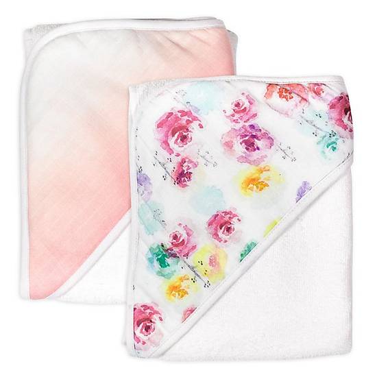 Order The Honest Company® 2-Pack Rose Blossom Organic Cotton Hooded Towels food online from Buybuy Baby store, West Hartford on bringmethat.com