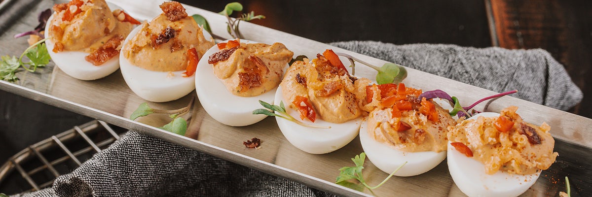 Order DEVILED EGGS food online from Rock Bottom Brewery store, Orland Park on bringmethat.com