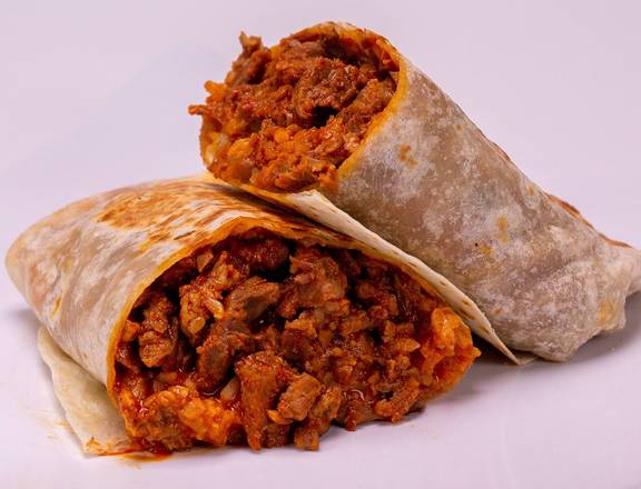 Order Chile Rojo Beef Burrito  food online from Tacos Mexico store, Hacienda Heights on bringmethat.com