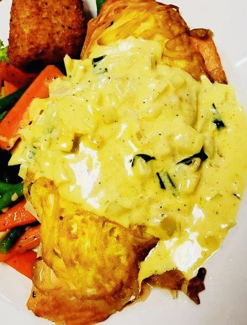 Order Potato Crusted Salmon food online from Chris Pizza store, Clifton on bringmethat.com