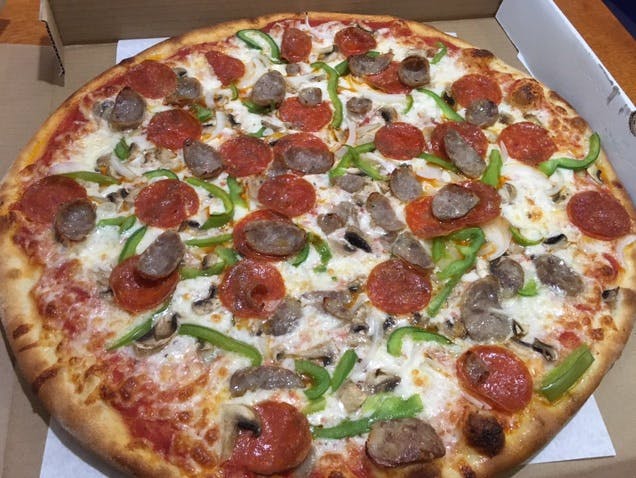 Order Supreme Pizza - Small 14'' (8 Slices) food online from Gabriella's Family Pizza store, Flushing on bringmethat.com