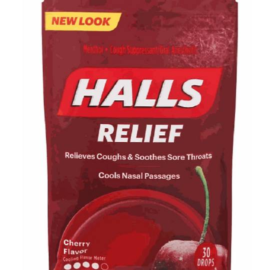 Order Halls Relief Cough Drops - Cherry food online from IV Deli Mart store, Goleta on bringmethat.com
