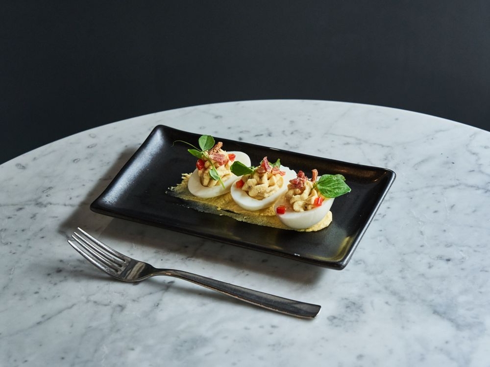 Order Smoked Trout Deviled Eggs food online from Endswell Bar & Bistro store, Brooklyn on bringmethat.com