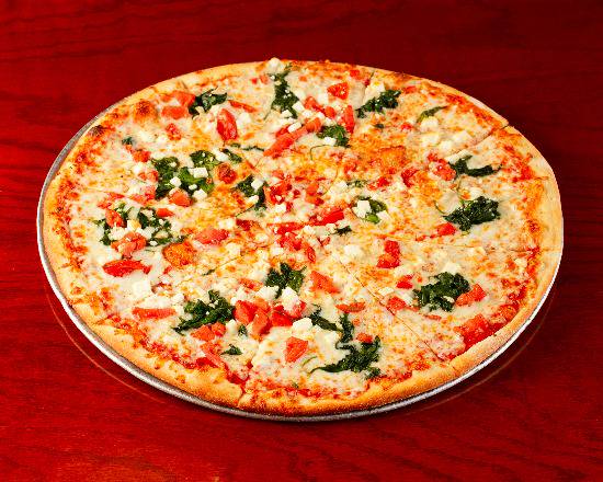 Order Large Garlic Spinach Pizza food online from Santini New York Style Deli store, Sterling on bringmethat.com