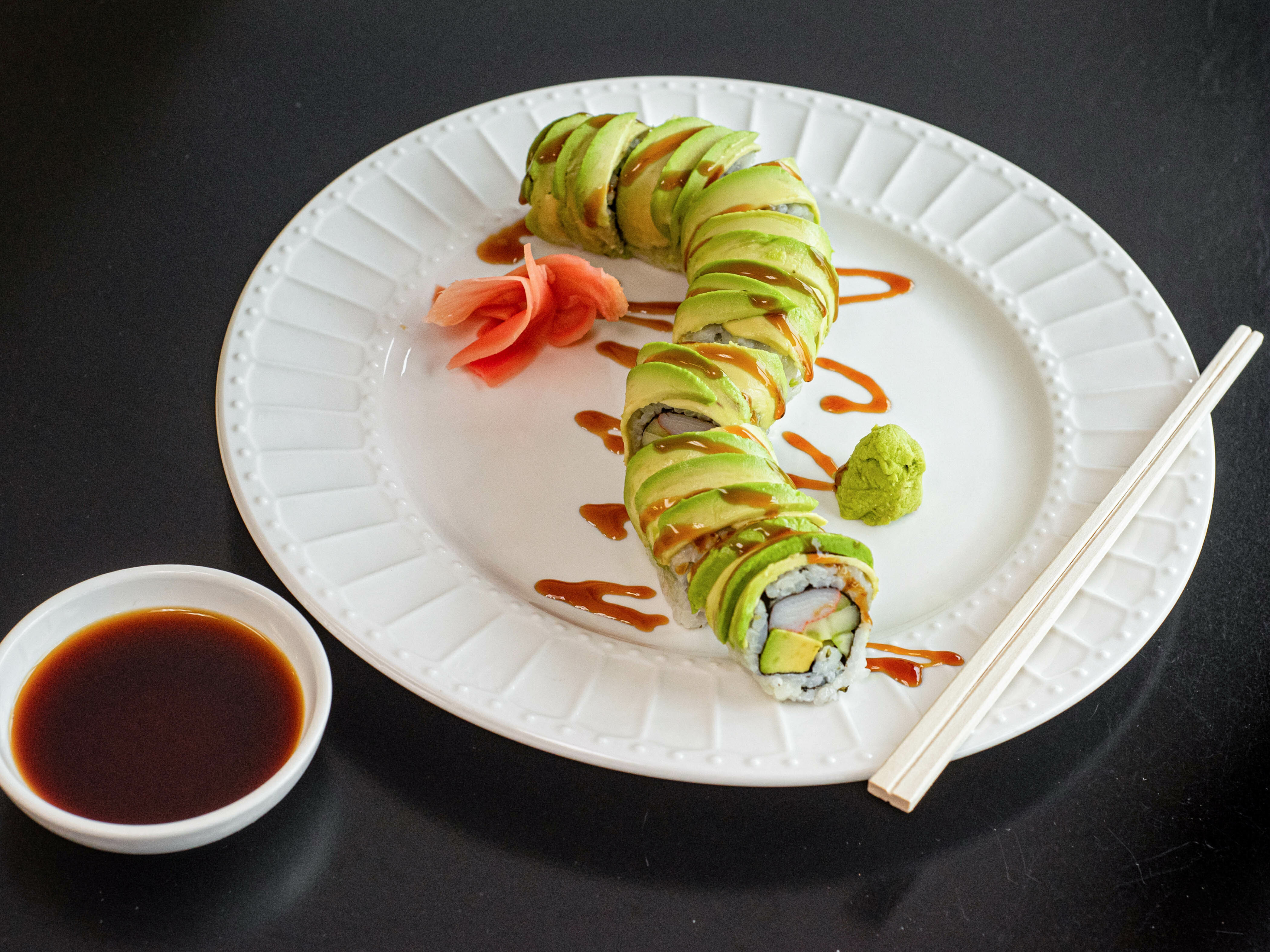 Order Caterpillar Roll food online from Maje Sushi store, West Lafayette on bringmethat.com