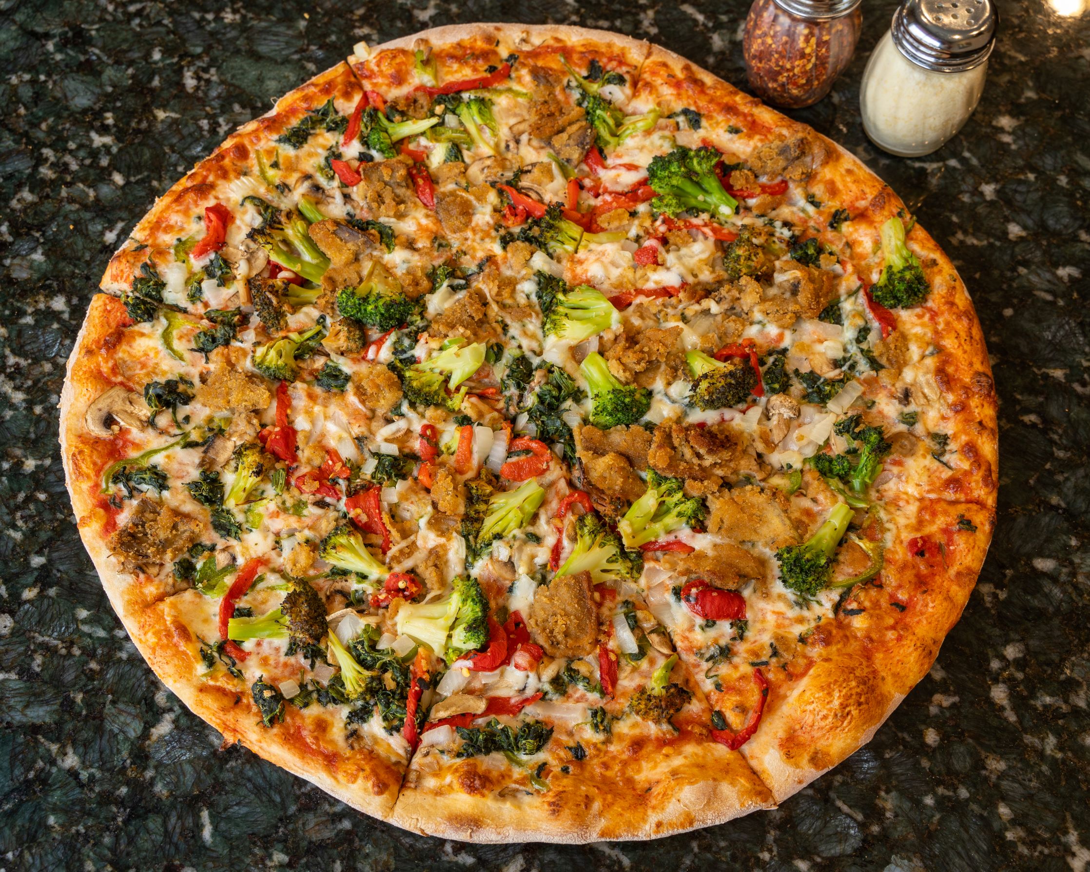 Order Veggie Pizza food online from Colombos Pizza & Cafe store, Reading on bringmethat.com