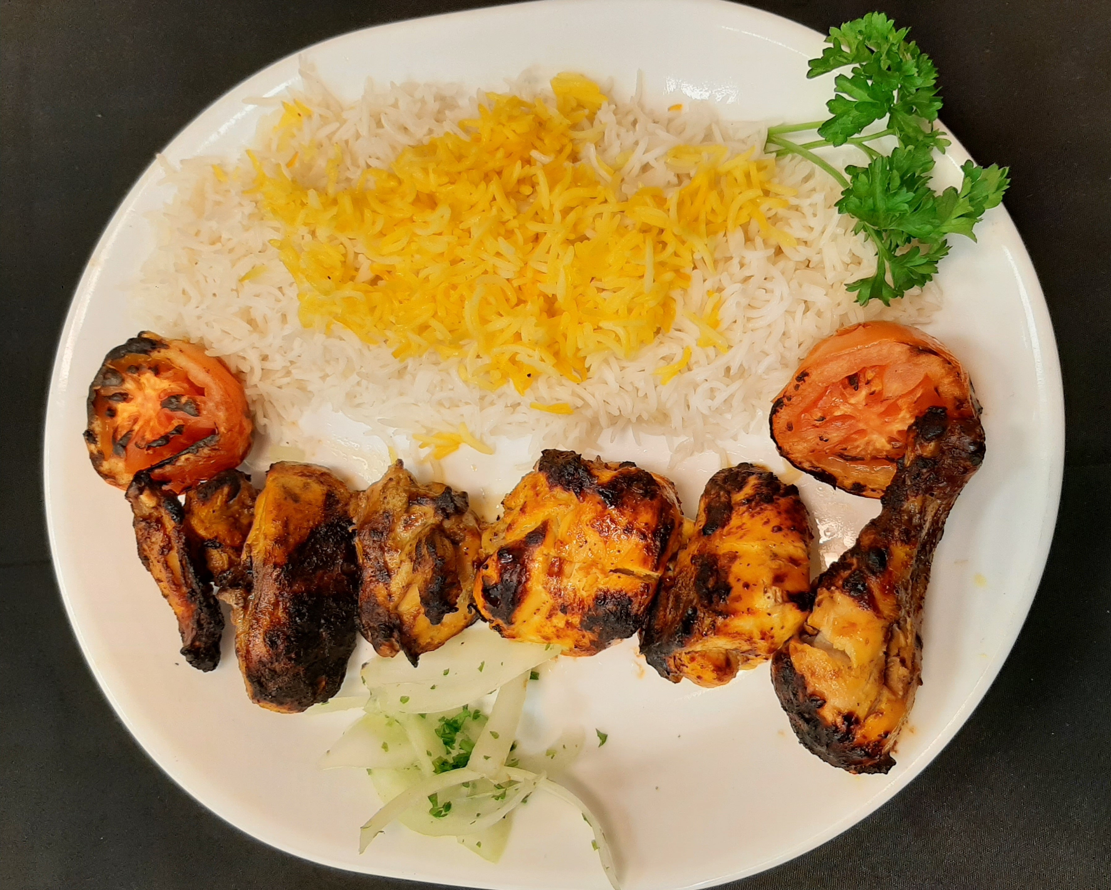 Order Bone in Chicken Kabob food online from Flame Kabob store, Raleigh on bringmethat.com