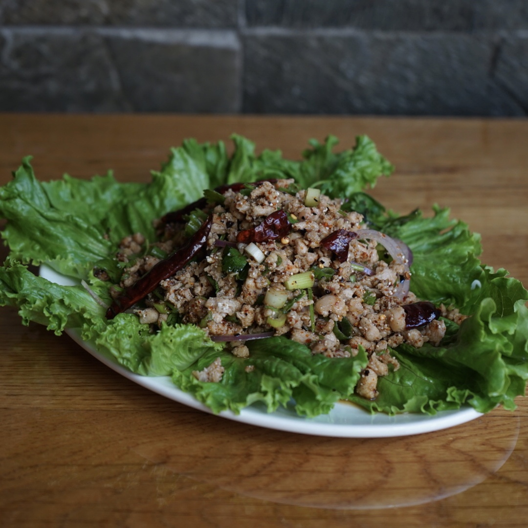 Order Larb Pork Salad food online from Lers Ros Thai Noodles store, San Francisco on bringmethat.com