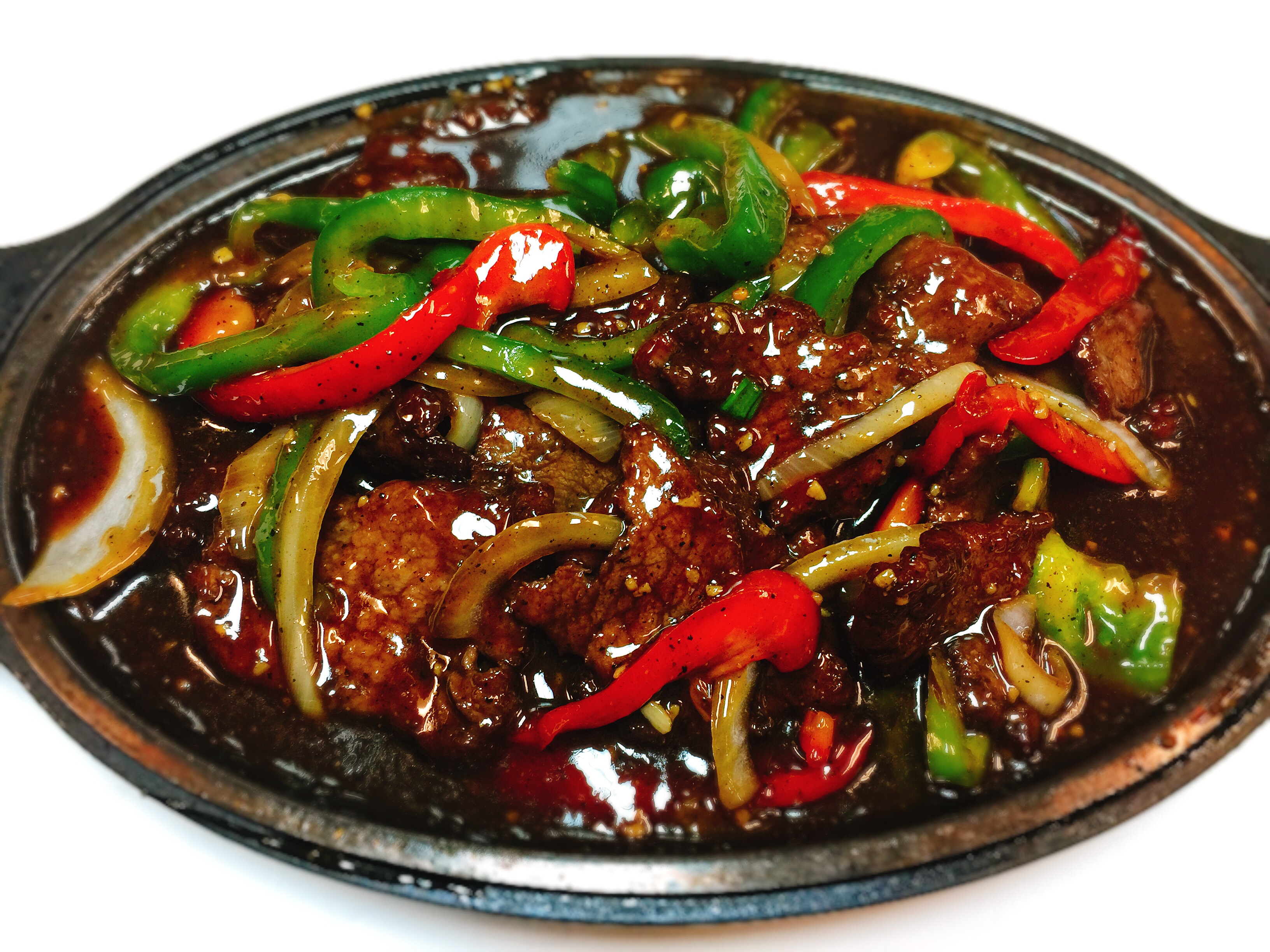 Order 606. Sizzling Black Pepper Steak 黑椒牛柳 food online from Noodles Delight store, Roselle on bringmethat.com