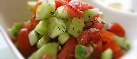 Order Shirazi Salad food online from Denj Restaurant store, Woodland Hills on bringmethat.com