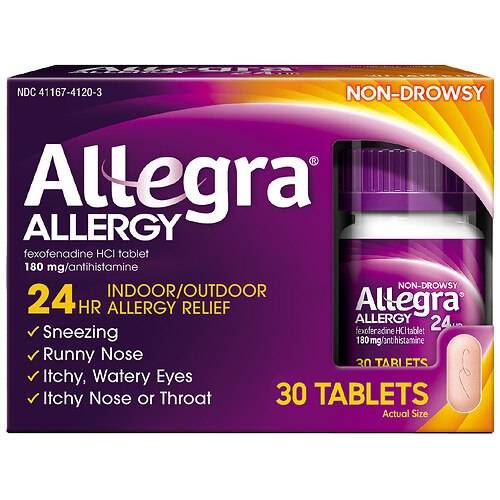 Order Allegra Adult 24HR Tablet (180 mg), Allergy Relief - 30.0 ea food online from Walgreens store, Marietta on bringmethat.com