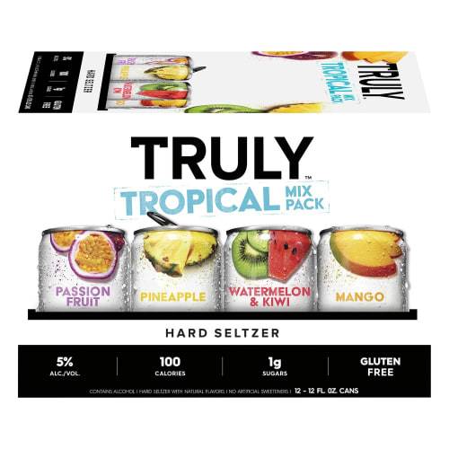 Order Truly · Tropical Mix Pack Hard Seltzer (12 x 12 fl oz) cans  food online from D & B Liquor store, Olmos Park on bringmethat.com